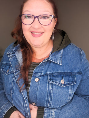 Janae Olive Contrast Denim Jacket