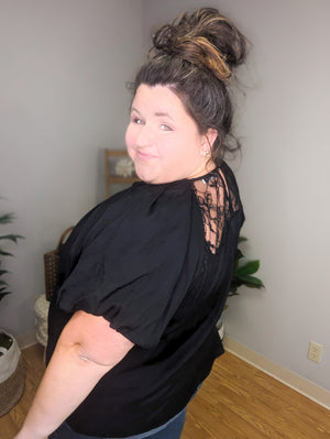 Angie Lace Back Black Top
