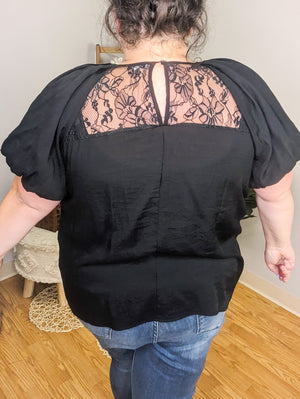 Angie Lace Back Black Top