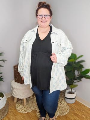 Ava Aqua Argyle Print Shacket