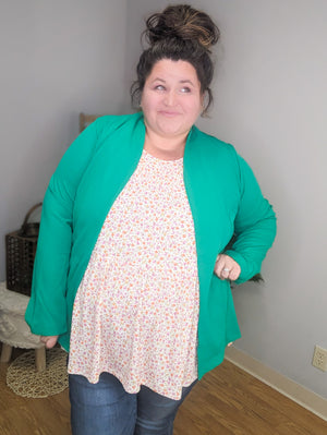 Talullah Solid Blazer in Kelly Green