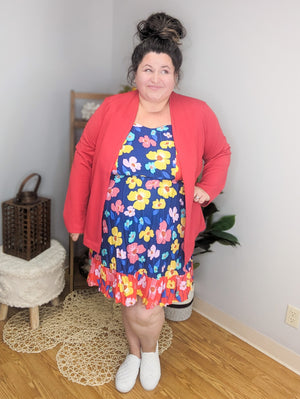 Candy Red Open Front Blazer w/Stretch