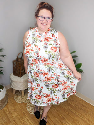 Angelique Ivory Floral High Neck Dress