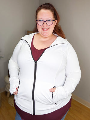 Kylie Athletic Full Zip Hoodie in Ivory