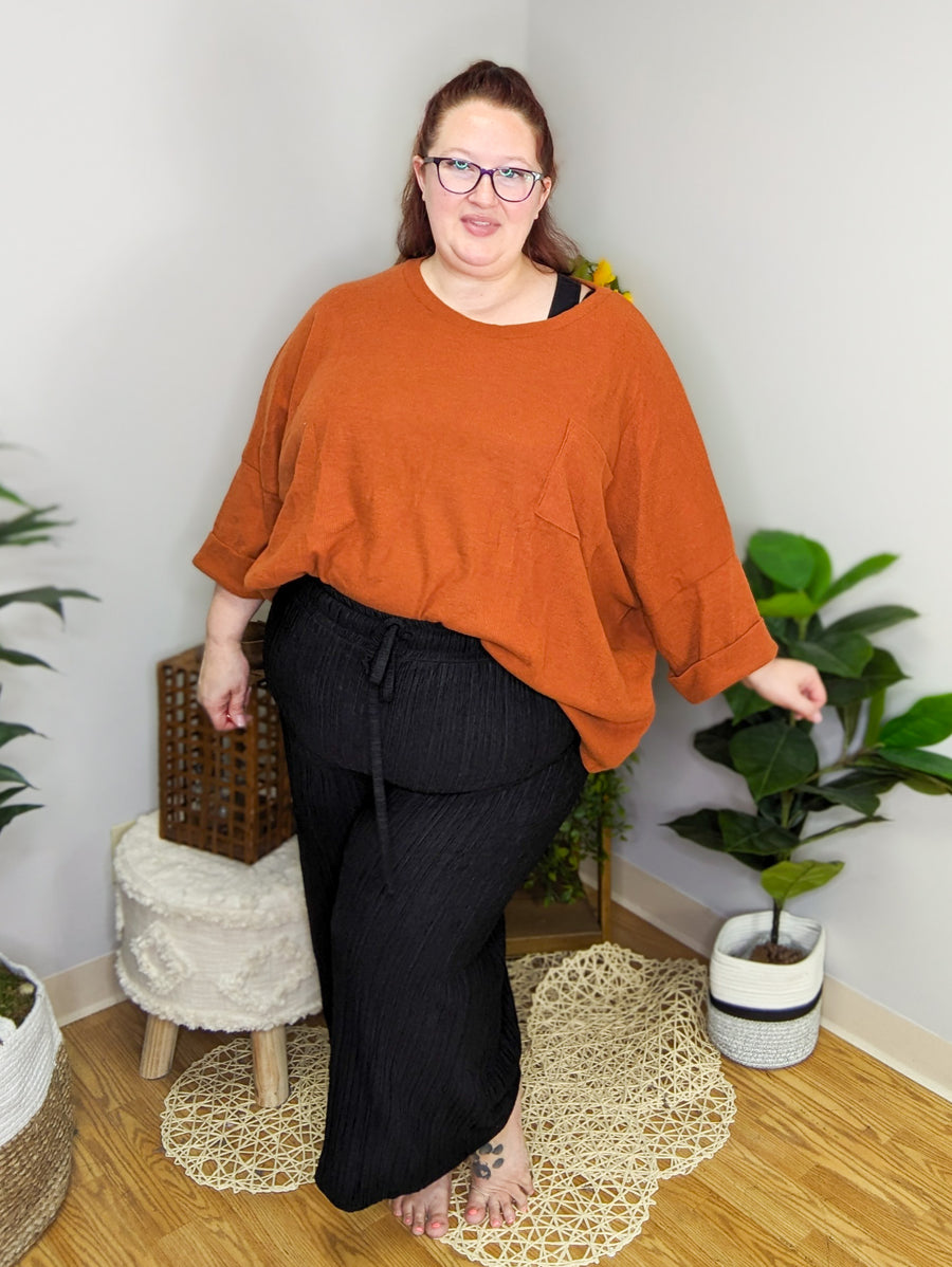 Blake Slouchy Pocket Top in Rust