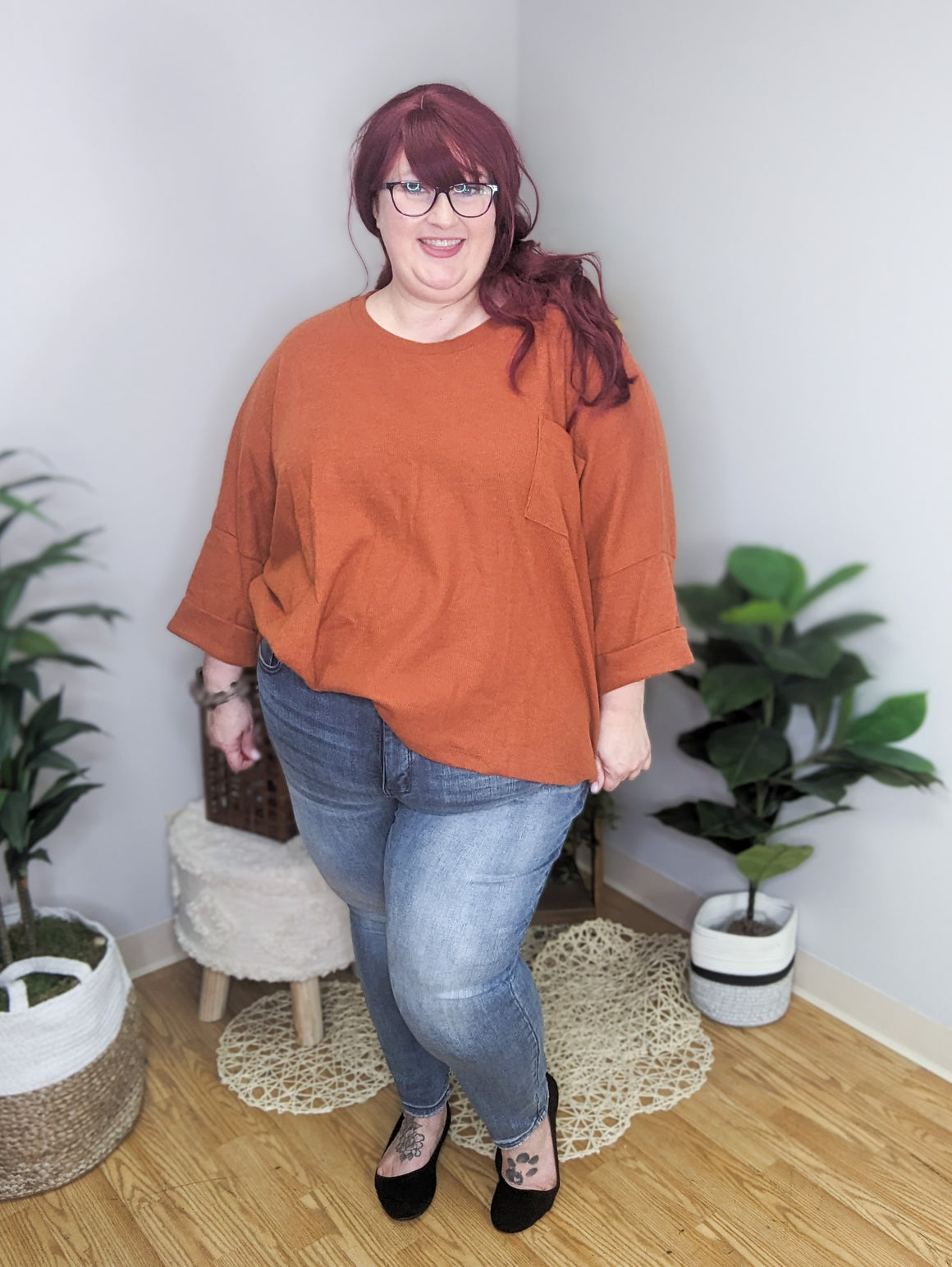 Blake Slouchy Pocket Top in Rust