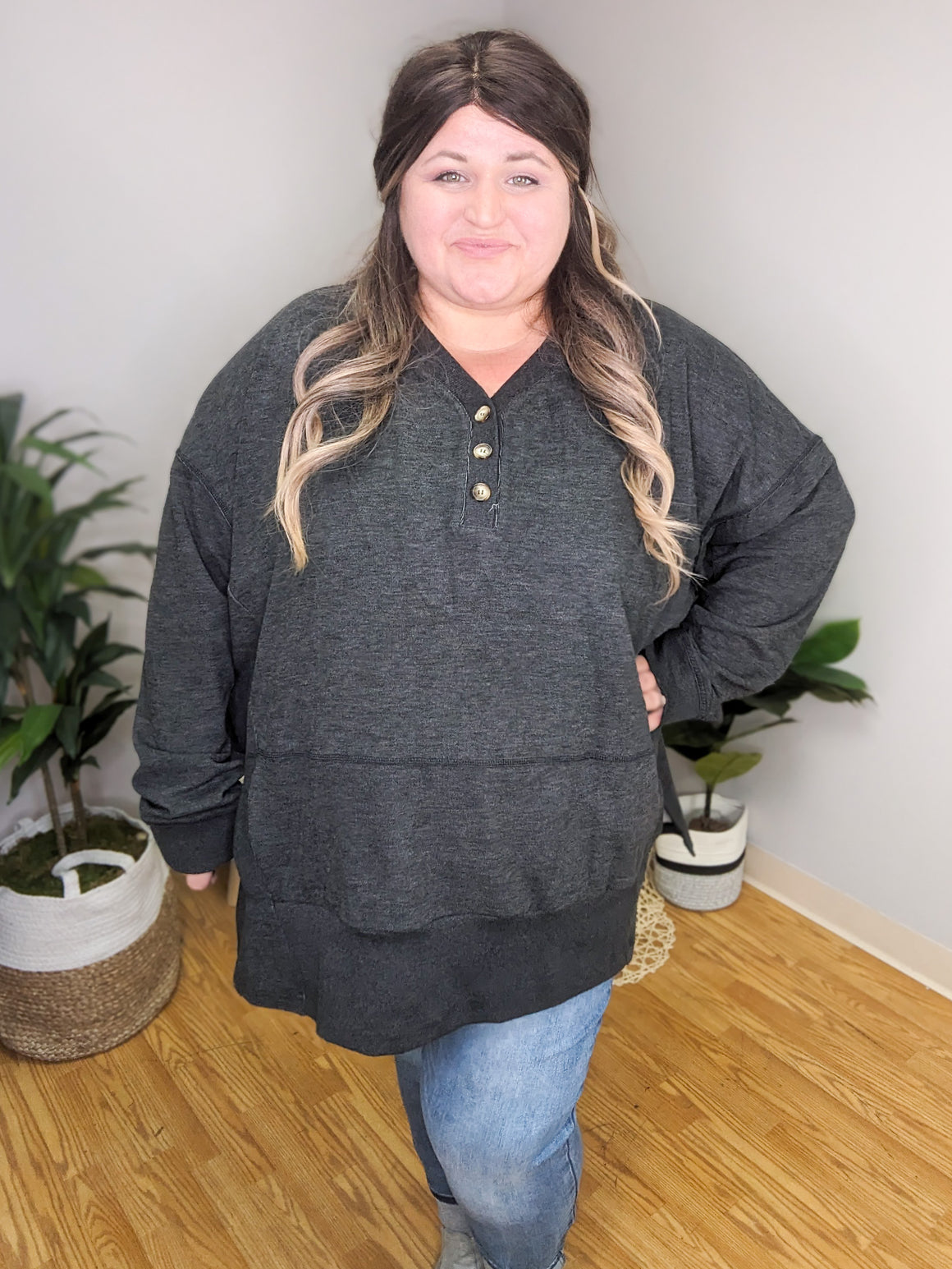 World's Softest Henley Tunic HOODIE!