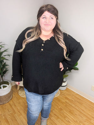 Luna Slouchy Button Detail Sweater (2 colors)