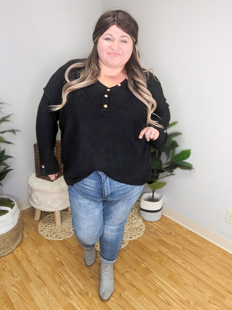 Luna Slouchy Button Detail Sweater (2 colors)