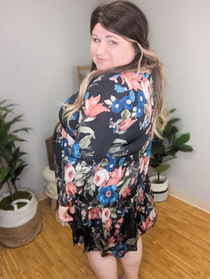 Penelope Pop of Floral Dress in Black