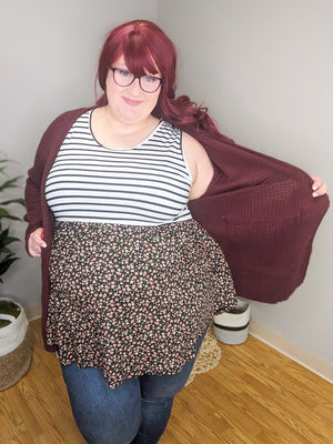 Scarlett Striped & Floral Mix Babydoll Tank