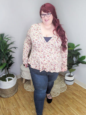 Felicity Fall Florals Peplum Waist Top