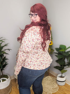 Felicity Fall Florals Peplum Waist Top