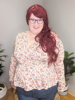 Felicity Fall Florals Peplum Waist Top