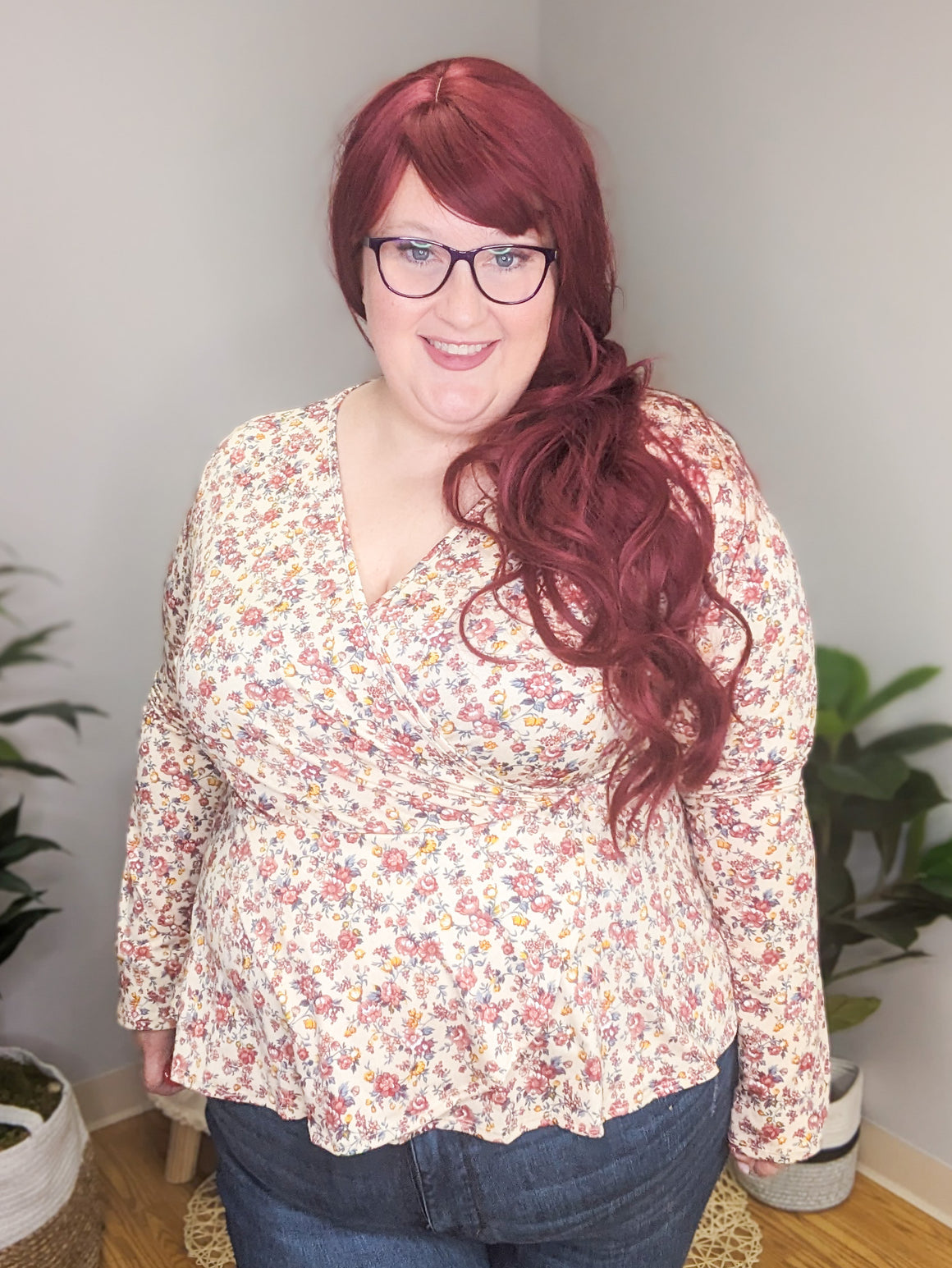 Felicity Fall Florals Peplum Waist Top
