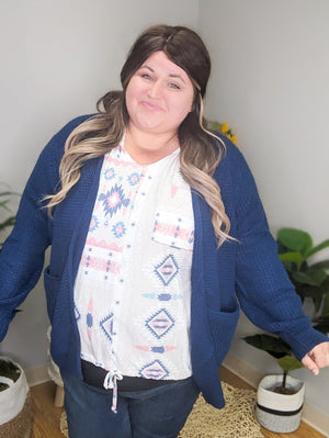 Aria Aztec Colorful Short Sleeve Hooded Top
