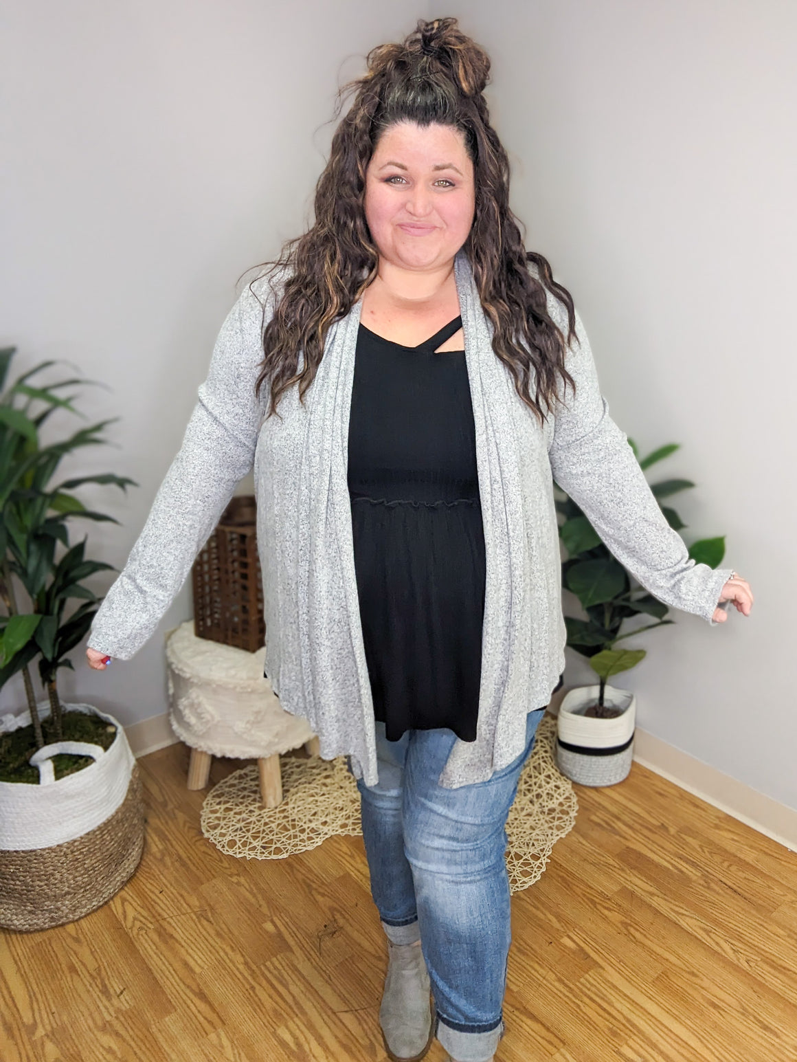 Donica Draped Open Cardigan