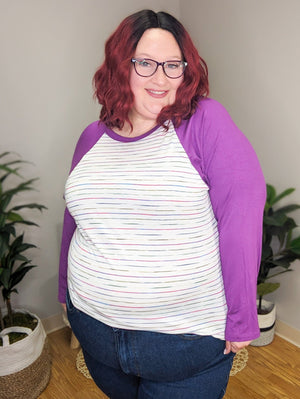 Mara Purple Sleeve Colorful Raglan Top
