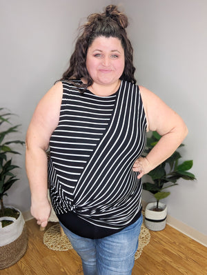 Kirra Knotted Front Striped Tank (many colors)