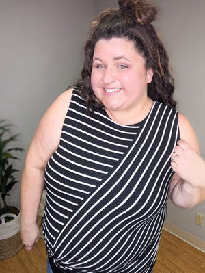 Kirra Knotted Front Striped Tank (many colors)