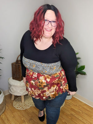 Melody Mixed Print Shaping Top