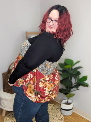 Melody Mixed Print Shaping Top