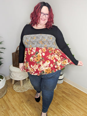 Melody Mixed Print Shaping Top