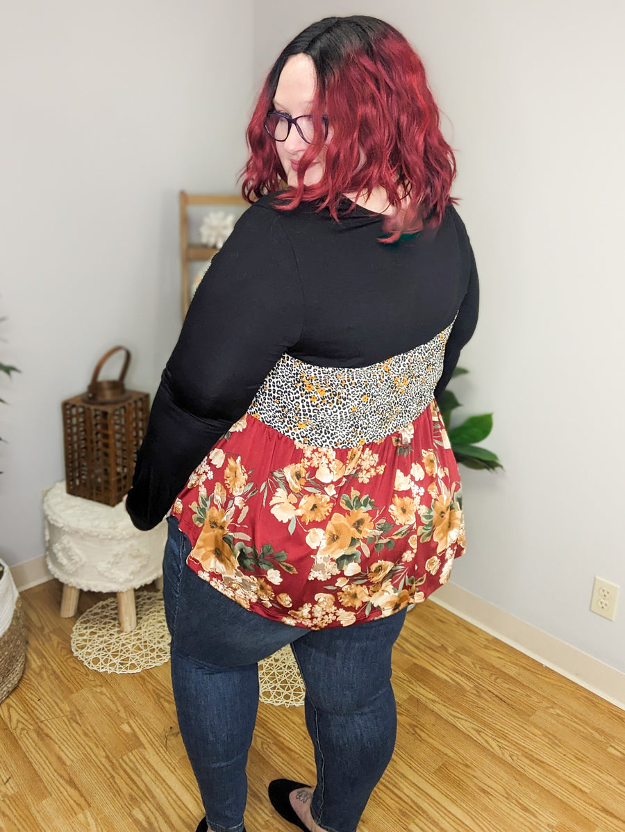 Melody Mixed Print Shaping Top