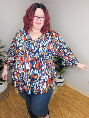 Alena Abstract Print Kimono Fit Top