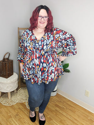 Alena Abstract Print Kimono Fit Top