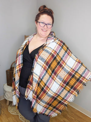 Yasmin Yarn Dyed Plaid Ruana