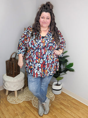 Alena Abstract Print Kimono Fit Top
