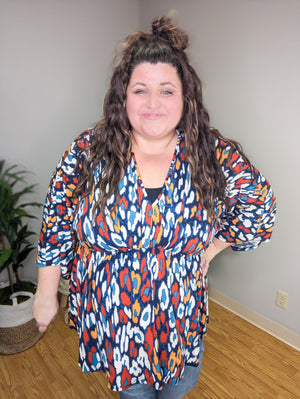 Alena Abstract Print Kimono Fit Top