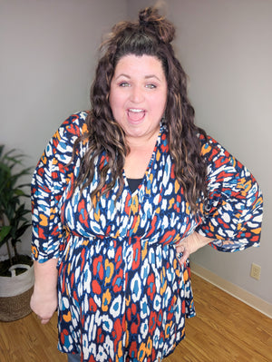 Alena Abstract Print Kimono Fit Top