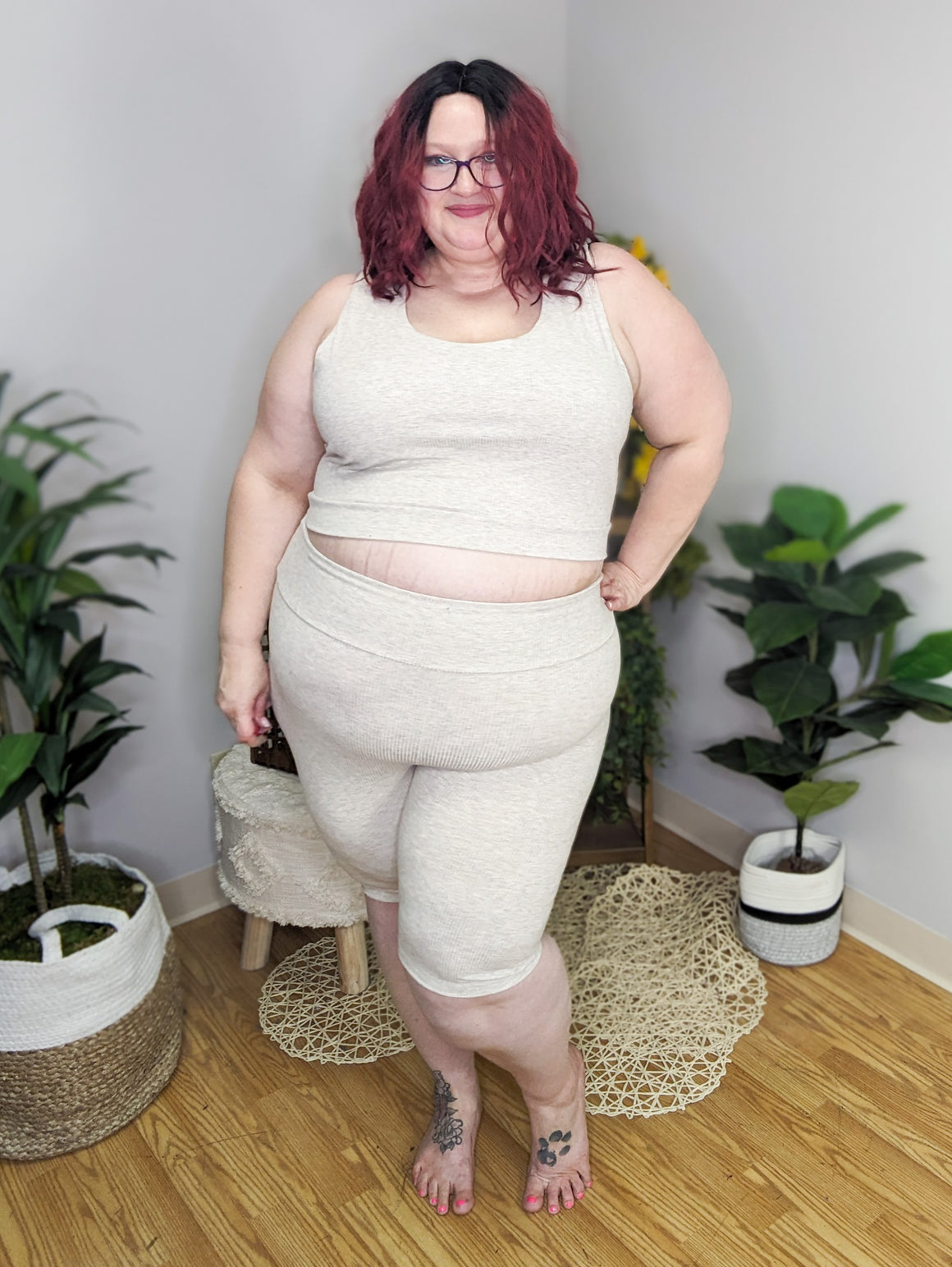 Blair Boyfriend Ribbed 2pc Set in Oatmeal