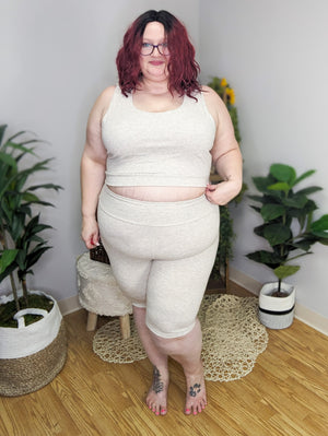 Blair Boyfriend Ribbed 2pc Set in Oatmeal