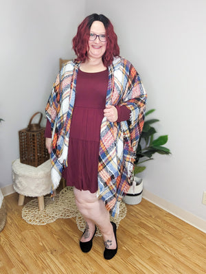Yasmin Yarn Dyed Plaid Ruana