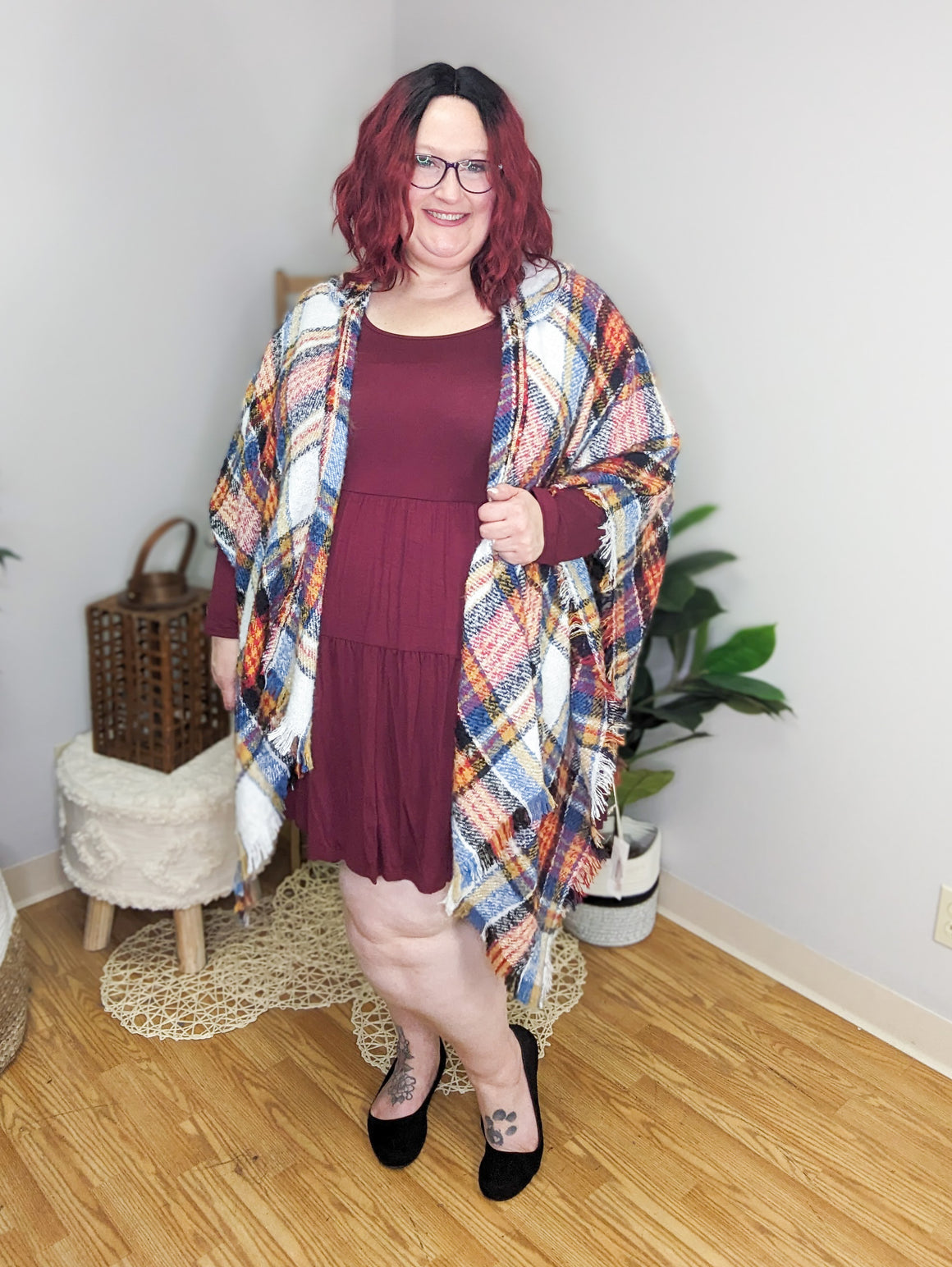 Yasmin Yarn Dyed Plaid Ruana