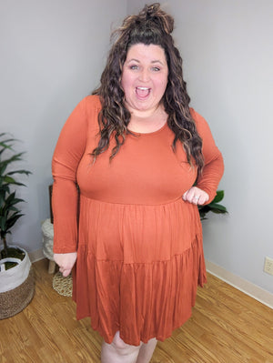 Sonia Solid Tiered Long Sleeve Dress (3 colors)