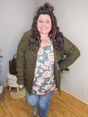 Brielle Waffle Knit Cardigan w/Pockets (3 colors)