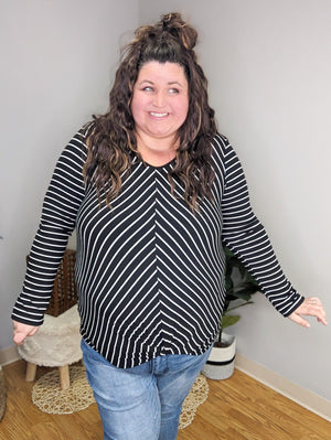 Amaya Diagonal Stripes Top in Black & White