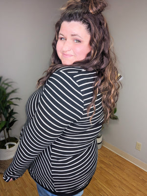 Amaya Diagonal Stripes Top in Black & White