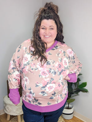 Fauna Fall Floral Waffle Trim Top (2 colors)