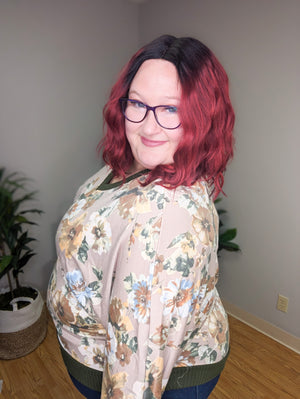 Fauna Fall Floral Waffle Trim Top (2 colors)