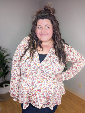 Felicity Fall Florals Peplum Waist Top