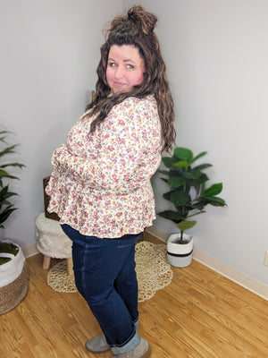 Felicity Fall Florals Peplum Waist Top