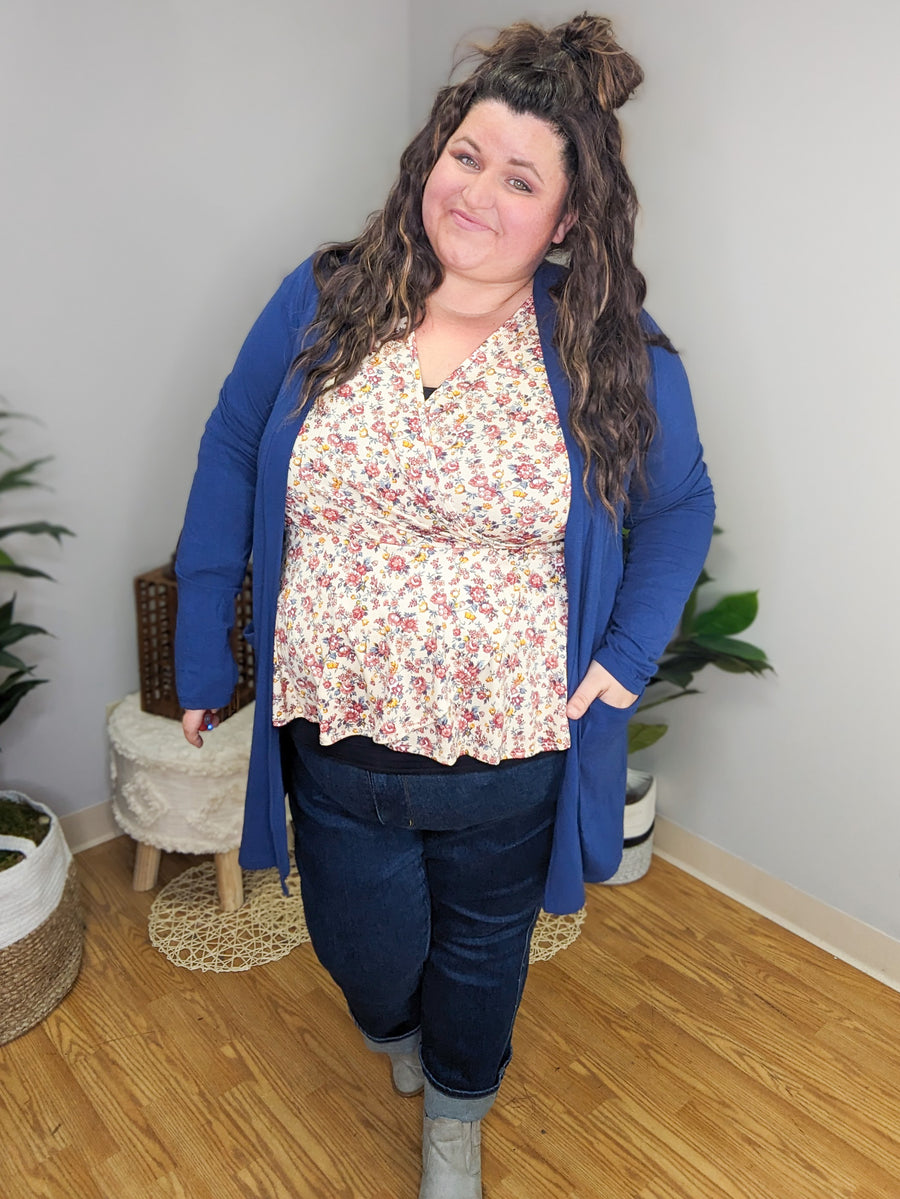 Felicity Fall Florals Peplum Waist Top