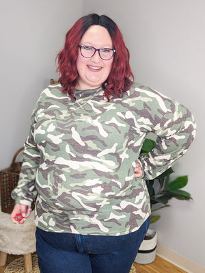 Calista Camo Crewneck Pullover