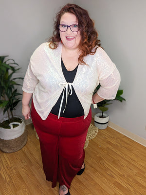 Kathryn Sassy Sequins Open Cardigan in Champagne Gold