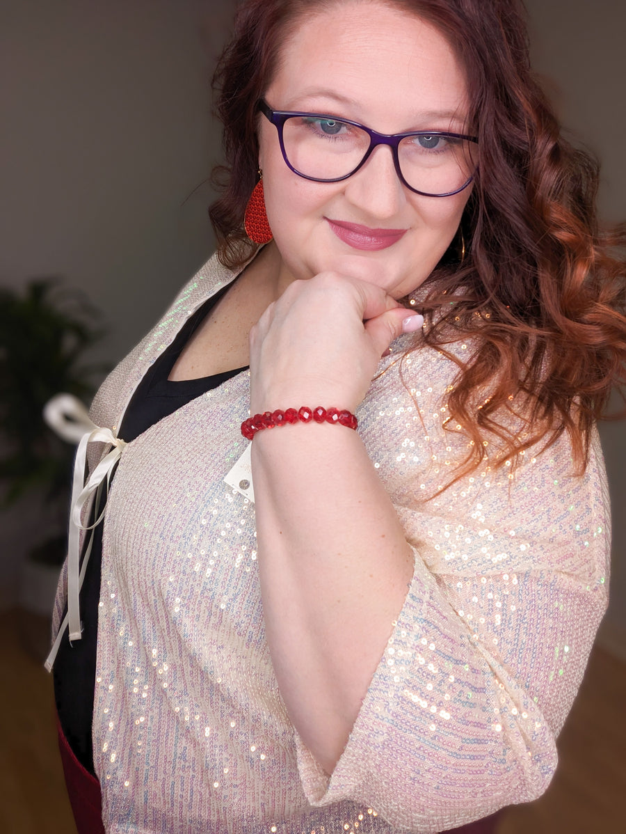 Glass Bead Bracelet in Ruby